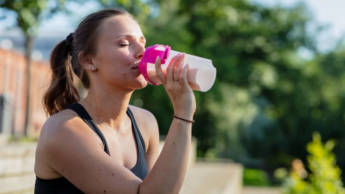 Woman Drinking Protein Shake